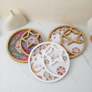 Bandejas Originales con Diseño de Luna Estrellada para Ramadán, Bandeja de Madera <span class=keywords><strong>Eid</strong></span> <span class=keywords><strong>Mubarak</strong></span> para Decoración de Ramadán - Product Image 1
