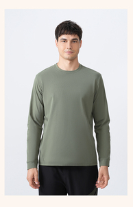 Maglietta all'ingrosso del prodotto di vendita caldo del poliestere della maglietta di alta qualità della maglietta degli uomini manica lunga foderata in pile - Product Image 4