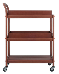 Bán Hot Walnut 3-kệ gỗ di động phục vụ Giỏ xe đẩy với hai có thể tháo rời phục vụ khay và có thể khóa bánh xe cho nhà bếp & khách sạn - Product Image 6