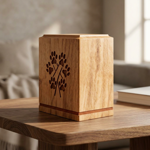 Urne funéraire en bois pour animaux de compagnie, urne commémorative pour cendres de chat et chien, urne souvenir avec motif de patte et arbre pour la mémoire - Product Image 3
