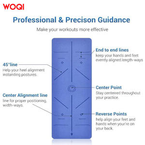 Tapis de yoga Woqi 8 mm d'épaisseur, en TPE, bleu royal, rectangulaire, pour exercices de fitness à domicile, avec sangle de transport - Product Image 4