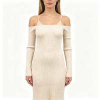 Robe pull longue rose en maille de haute qualité pour femme, personnalisable OEM & ODM, vente en gros