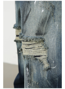 <span class=keywords><strong>Jeans</strong></span> da <span class=keywords><strong>Uomo</strong></span> Vintage Lavati Effetto Usurato Vestibilità Rilassata Gamba Dritta con Strappi Casual Streetwear Vita Media Vestibilità Ampia - Product Image 5