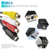 VGA 15-Pin Erkek - 4-Pin S-Video 3 RCA (Sarı/Beyaz/Kırmızı) Dişi Kompozit AV TV Çıkış Adaptörü Dönüştürücü Video Kablosu 10cm