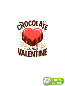 T-shirt da donna con stampa 'Chocolate Is My Valentine', manica corta, girocollo, casual, 100% cotone, taglia media, per primavera e autunno - Product Image 1