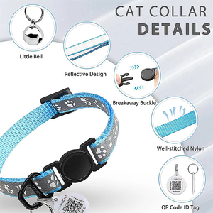 <span class=keywords><strong>Collar</strong></span> de Gato con Airtag de Lujo, con Hebilla de Seguridad Desprendible, Correa Ajustable, Reflectante, de Nailon, para Gatitos - Product Image 3