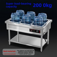 Table de cantine rapide commerciale isotherme en acier inoxydable avec chauffage électrique, conception double couche, couleur argent, pour utilisation en voiture