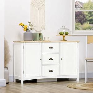Armoire à Buffet en <span class=keywords><strong>bois</strong></span> blanc moderne avec 3 tiroirs de rangement et 2 portes pour le salon - Product Image 2
