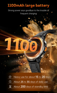Nuovo Orologio Sportivo Intelligente KT92 con Batteria a Lunga Durata da 1100mAh, Impermeabile fino a 30M, Bussola, Torcia LED, Chiamate Wireless - Product Image 3