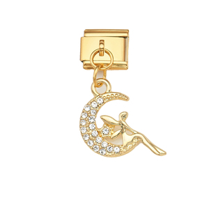 Module de pendentif en acier inoxydable italien, motifs Lune, Amour, Pieds, Étoile, Croix, Cocotier, <span class=keywords><strong>Smiley</strong></span>, Trèfle à quatre feuilles, Bijoux en gros - Product Image 1