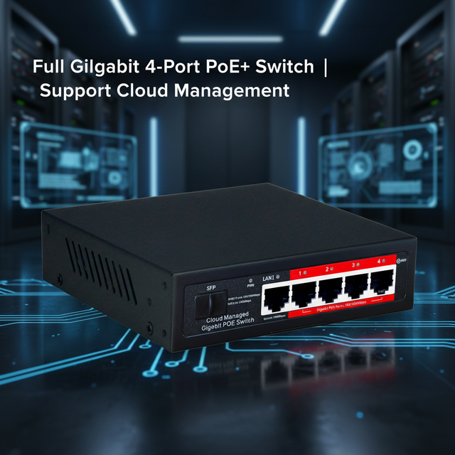 Gigabit Mobile APP Managed 4-Port Cloud Management System 100Mbps/1000Mbps PoE Switch with VLAN Function