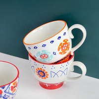 Grande tasse à café et lait en céramique, tasse à céréales de petit déjeuner, peinture à la main, Design de fleurs, tasses d'eau de bureau, tasses mignonnes