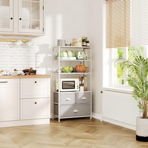 Estantería SKY-TOUCH de 4 niveles con 3 cajones de tela Marco de metal y tapa de madera para almacenamiento de fotos y decoraciones - Product Image 6