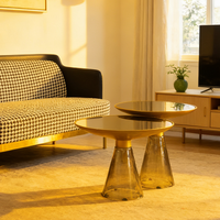 Table basse ronde en verre, ensemble de tables d'appoint modernes et minimalistes pour salon, meubles pour la maison, l'hôtel et l'appartement