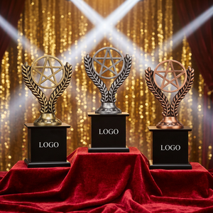Trofeo Estrella con Base de Corona de Laurel, Impresión UV, Logotipo Grabado con Láser, Modelo Portátil 629, Fundición Duradera, Premio Deportivo - Product Image 1