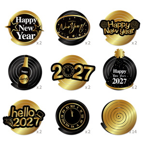 Huancai 30 Pezzi Decorazioni Appese per Festa di Capodanno, Felice Anno Nuovo 2027, Spirali in PVC Nero e Oro per Forniture per Feste di Fine Anno - Product Image 3