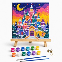 Ensemble de peinture sur toile pour enfants, peinture par numéros, paysage imprimé, dessin animé, cadeau de Noël, peintures acryliques