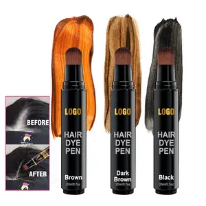 Private Label Haren Dye Pen Touch Up Wortel Concealer Om Juiste Over Gebleekte Pruik Knopen Zwarte Haarverf Pen Met borstel