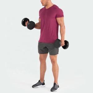 T-shirt à col en V du fabricant pour hommes 100% Fibre de bambou Super Soft Tee Anti-Shrink Unlined Activewear With Embroidered Techniques - Product Image 5