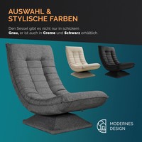 Rotation à 360° °   Fauteuil de sol inclinable avec dossier réglable en 5 positions, design rembourré, fauteuils en tissu microfibre, fauteuil de salon