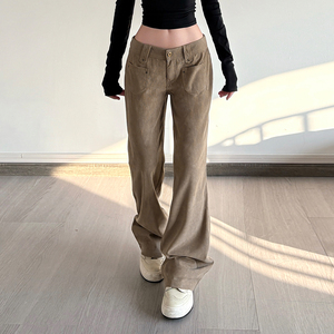 Y2K Street Style Low Rise Corduroy Flare Pants Women Sexy Slim Fit Bootcut Vintage <b>Hip</b> Hop Long Trousers - Product Image 5