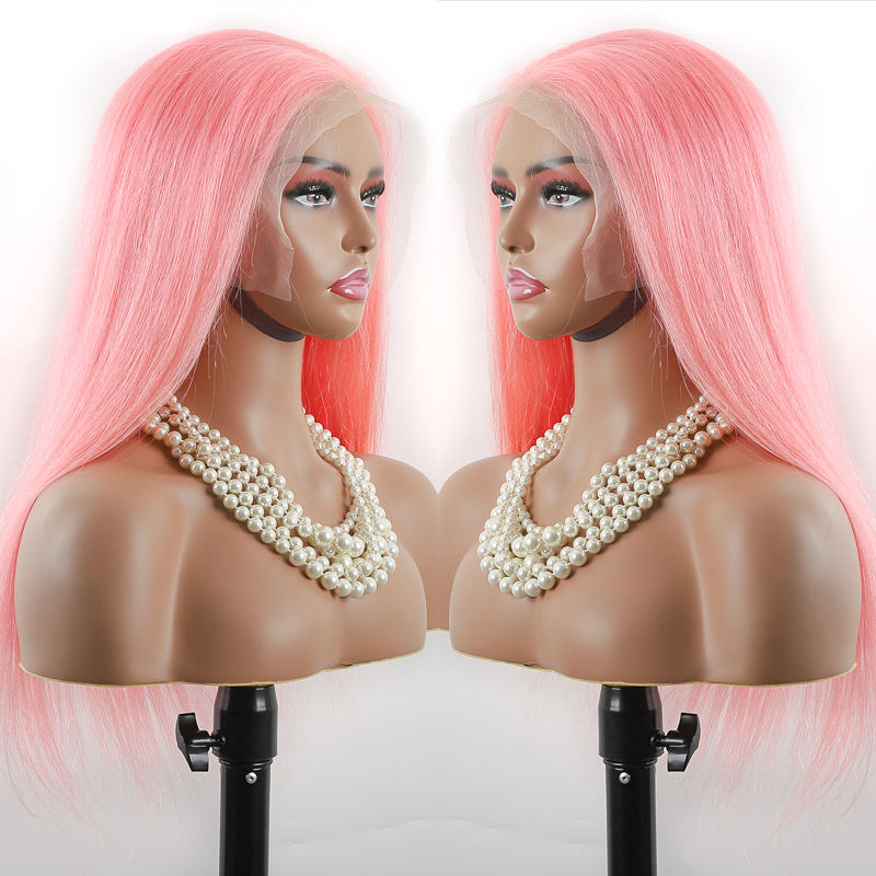 Pink Color Human Hair Wigs