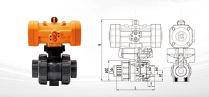 JIS tiêu chuẩn cpvc đo sáng đôi đúng Công Đoàn 2 chiều van bi khí nén cho phương tiện truyền thông nước PVC nhựa actuated OEM tùy chỉnh - Product Image 2