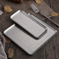 304 Retro Edelstahl Schneeflocke Silber Old Square Teller Tablett Steak Teller Kreative Restaurant Pose Dessert Teller