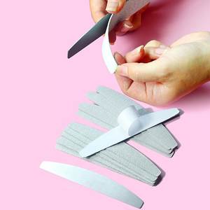 Limas de Repuesto <span class=keywords><strong>para</strong></span> Uñas, Grano 80/100/180/240, Almohadillas de Papel de Lija Gris en Forma de Media Luna con Mango Metálico, Limas Removibles y Duraderas - Product Image 6
