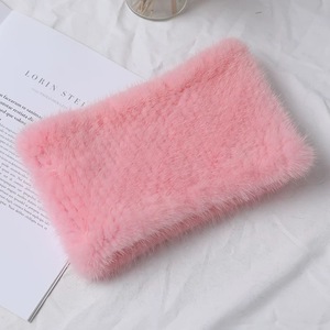 Élégant cache-cou court <span class=keywords><strong>en</strong></span> <span class=keywords><strong>fourrure</strong></span> de lapin tricoté à la main pour femme, respirant, imprimé animal, tressé, chaud pour l'hiver, élastique - Product Image 4