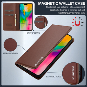 Étui de téléphone portefeuille magnétique en cuir pour iPhone 17 <span class=keywords><strong>AIR</strong></span> 16 Pro Max 14 13 Samsung S25 Edge S24 Ultra A16 A36 A56 Card Slot <span class=keywords><strong>Book</strong></span> Case - Product Image 4