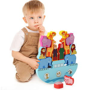 2023 haute qualité en bois Animal Balance blocs jeux de société jouet Animal éducatif empilage haut bloc de construction jouet en bois - Product Image 2