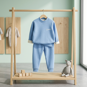 Ensemble de survêtement en coton personnalisé 2 pièces pour enfants, garçons et filles, vêtements d'hiver, en stock - Product Image 3
