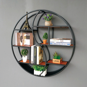 Étagère murale ronde en fer vieilli moderne pour <span class=keywords><strong>bibliothèques</strong></span> de rangement simples pour le salon - Product Image 1