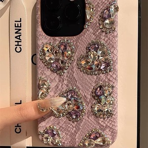 Custodia per <span class=keywords><strong>iPhone</strong></span> 15 XP1485 di alta gamma con motivo serpente <span class=keywords><strong>viola</strong></span> e strass a <span class=keywords><strong>cuore</strong></span>, anti-caduta, per <span class=keywords><strong>iPhone</strong></span> 16 Pro Max, da donna, trendy, articolo di tendenza - Product Image 4