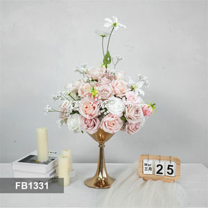 Luxury silk Flower Ball Wedding Decoration Pink White <b>Artificial</b> Rose Baby Breath Flower Centerpiece Decor - Product Image 2
