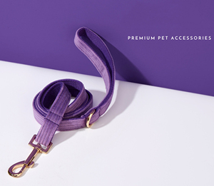 Purple Bowtie Set Personalized Leather Rivet <b>Dog</b> Collar and Leash with Free Engraved Name for Wedding Gift-Nylon & Corduroy - Product Image 3