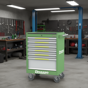 Armoire à outils roulante Fasano Tools à 6 tiroirs, en acier vert, chariot de rangement pour réparation automobile - Product Image 3