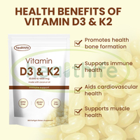 Compléments Vitaminiques OEM Vitamines D & K Complex 2 en 1 Capsules Molles Huile de Coco Vitamine D3 K2 MK7 Gélules Molles Soutien Immunitaire