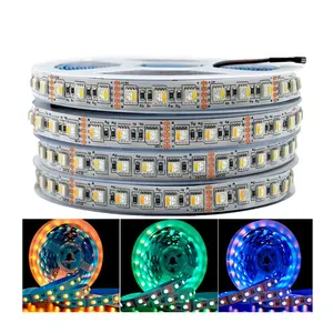 DC12V 24V RGBW 4in1 60LEDS/M LED Lampu Strip Fleksibel 5050 SMD Tahan Air IP65 5M RGBCCT 5in1 Pita Pita Led Strip