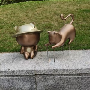 Escultura de Gato de Acero Inoxidable, Decoración de Jardín para Exteriores, Forma de Animal Abstracta Pulida, Adorno Independiente - Product Image 4