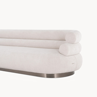 Canapé moderne de haute qualité, beige clair, arrondi, 3 places, base en métal, tissu bouclé