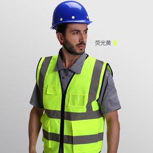 Yueli – gilet réfléchissant jaune fluorescent, vêtements de sécurité respirants à plusieurs poches pour chantier de construction, cyclisme, unisexe, L X - Product Image 3