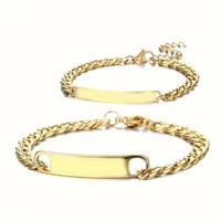 Pulsera con Barra de Nombre Personalizada, Pulseras con Nombre de Pareja Grabadas, Joyería a Juego de Acero Inoxidable Resistente al Agua, Regalo Personalizado