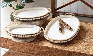 Bandeja Decorativa de Madera con Cuentas para Velas - Product Image 2