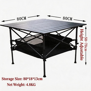 Navyice Adjustable Aluminum Camping Table Matte <b>Paint</b> Folding Slat Top Picnic Table With Storage Wholesale - Product Image 2