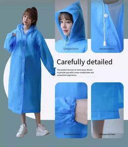 Vêtements de pluie portables légers en gros, imperméables, pour adultes, ponchos de pluie réutilisables en EVA avec capuche - Product Image 6