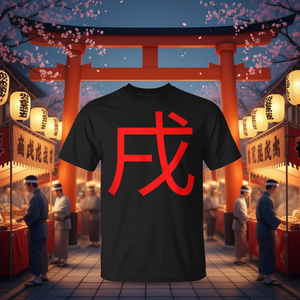 Camiseta del zodiaco japonés con diseño de perro, año del perro, diseño de personaje rojo, camisa negra para hombre - Product Image 3