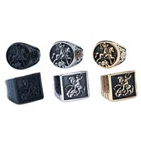 Saint George Bague En Acier Inoxydable Hommes Unique Chevalière Pour Hommes Antique St George et le Dragon Souverain Anneaux Bijoux Cadeaux