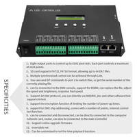 Controlador LED DMX a SPI H807SA DMX512 de 8 Canales con Protocolo Artnet para WS2811 WS2812 WS2815 APA102, Controlador Programable